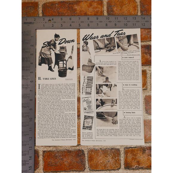 1942 Vintage Print Article "Slow Down Wear and Tear" - Homemaking & Laundry Tips - Picture 3 of 5